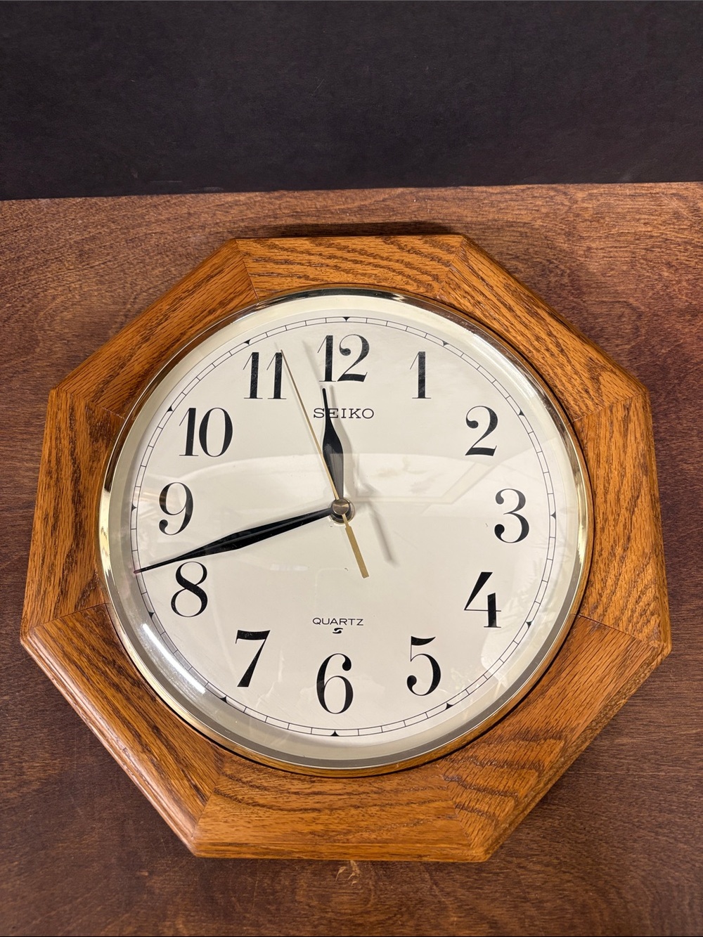 Vintage Seiko Octagonal Oak Wall Clock